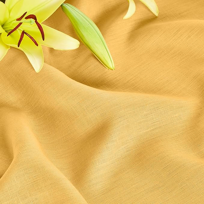 Solino Home Linen Table Runner 90 Inches Long - 100% Pure Linen Mustard Yellow Table Runner 14 x 90 Inch - Fete-Ruum Studio Home
