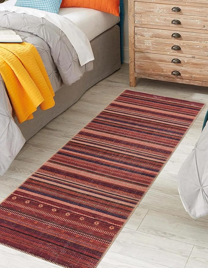 Keen Home Design 2x12 Rug - Machine Washable Runner with Non-Slip Backing, Ideal for Hallway, Entryway, Kitchen, Laundry Room - Vintage, Easy Clean, Durable, Low Pile Rug - (2'6" x 12')-Ruum Studio Home