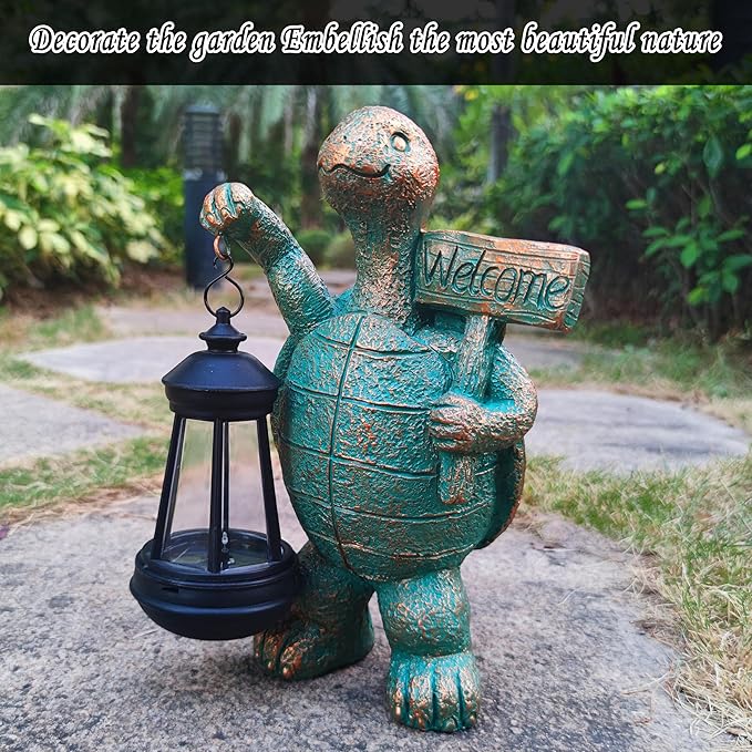Turtle Garden Statue Outdoor Décor with Solar Lights Lantern,Turtle Solar Light Figurines Outside Decorations for Yard，Lawn,Patio, Balcony, Unique Housewarming Gifts-Ruum Studio Home