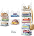 5 Tier Closet Hanging Organizer, Clothes Hanging Shelves with 4 Hanging Hooks 5 S Hooks, Wire Storage Basket Bins, for Clothing Sweaters Shoes Handbags Clutches Accessories Patent Design-White-Ruum Studio Home