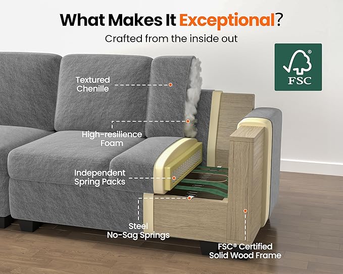 CHIC HOUSE Pull Out Sofa Bed, Full Size Sleeper Sofa, 2-in-1 Convertible Chenille Couch with USB Charging, Memory Form Couch for Living Room, Apartment & Small Space (Dark Grey, Chenille - Full)-Ruum Studio Home