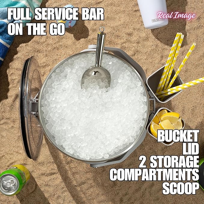 Large Insulated Ice Bucket with Lid – Stainless Steel Ice Bucket and Scoop – Ice Buckets for Parties, Bars – Ice Bucket with Lid and Scoop – Outdoor Ice Bucket, Cocktail Use (Natural Stainless)-Ruum Studio Home