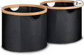 efluky Storage Baskets for Organizing, Fabric Storage Bins with Bamboo Handles, Collapsible Storage Baskets for Shelves and Closet,Medium, Black Set of 2-Ruum Studio Home
