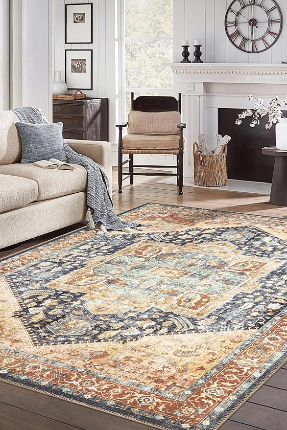Keen Home Design 3x5 Rug - Machine Washable Entry Rug with Non-Slip Backing, Ideal for Enteryway, Kitchen, Bathroom, Laundry Room - Vintage, Easy Clean, Durable, Low Pile Rug - (3' x 5')-Ruum Studio Home