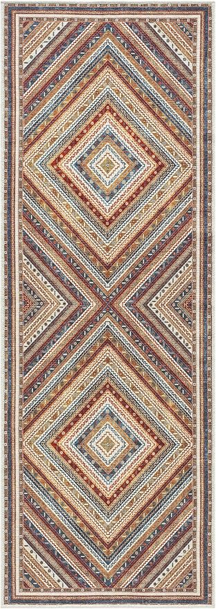 Keen Home Design 2x12 Rug - Machine Washable Runner Rug with Non-Slip Backing, Ideal for Hallway, Entryway, Kitchen, Laundry Room - Vintage, Easy Clean, Durable, Low Pile - (2'6" x 12')-Ruum Studio Home