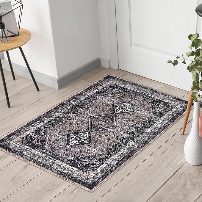 Keen Home Design 2x3 Rug - Machine Washable Entry Rug with Non-Slip Backing, Ideal for Enteryway, Kitchen, Bathroom, Laundry Room - Vintage, Easy Clean, Durable, Low Pile Rug - (2' x 3')-Ruum Studio Home