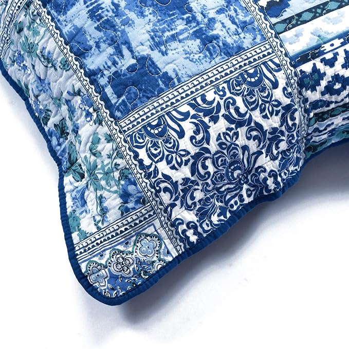 NEWLAKE Blue Classic Bohemian Style Cotton Throw Pillow Covers (2 Pieces, 18X18 Inch)-Ruum Studio Home
