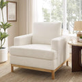 Oversized Accent Chair, Mid Century Modern Upholstered Armchair for Living Room, Comfy Chair for Bedroom Reading Chair, Single Sofa for Small Space with Rubberwood Base-Ruum Studio Home