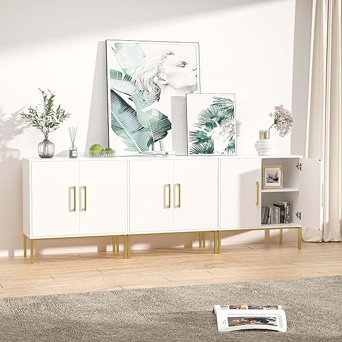 LYNSOM TV Stand for 85 Inch TV, Wood Entertainment Center with Storage Cabinet, TV Cabinet Black, Long Console Table for Living Room, Bedroom-Ruum Studio Home
