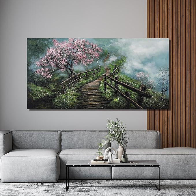 Canvas Wall Art Decor Wall Art Pictures for Living Room Tree of Life Wall Art Prints Canvas Art Wall Decor Foggy Trail Artwork for Walls Tree Flower Wall Art Decor for Room Home Office Wall Decor 20" X 40"-Ruum Studio Home