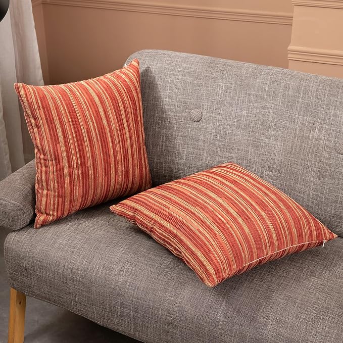 Yeiotsy Pillow Cases Bohemia, Pack of 2, Modern Striped Throw Pillow Covers Geometric Cushion Covers for Sofa Holiday Party Decoration (Red, 18 X 18 Inches)-Ruum Studio Home