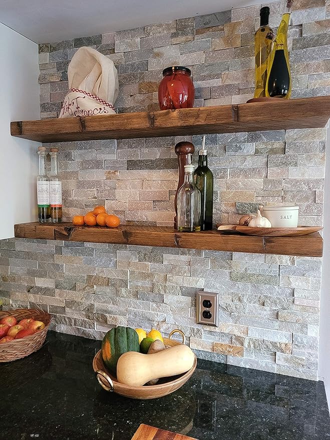 joelsantiques 36 Inch Floating Shelves - 36x9x2 in Wood Wall Shelf, Natural Wooden Home Decor for Bathroom Kitchen Bedroom, Hanging Mounted Invisible Bracket, Medium Brown-Ruum Studio Home