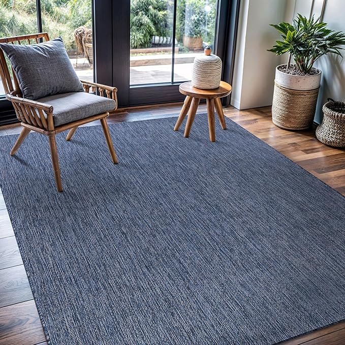 CAMILSON Outdoor Rug 10x14 Modern Area Rugs for Large Indoor and Outdoor Patios and Porches - Waterproof, Washable, Non-Shedding, Easy-to-Clean Outside Carpet (10 x 14, Solid - Navy Blue)-Ruum Studio Home