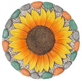 Decorative Sunflower Garden Stepping Stone - Colorful Pebble Border, Garden Stepping Stones Outdoor Yard Decor 10x10x0.75 Inches-Ruum Studio Home