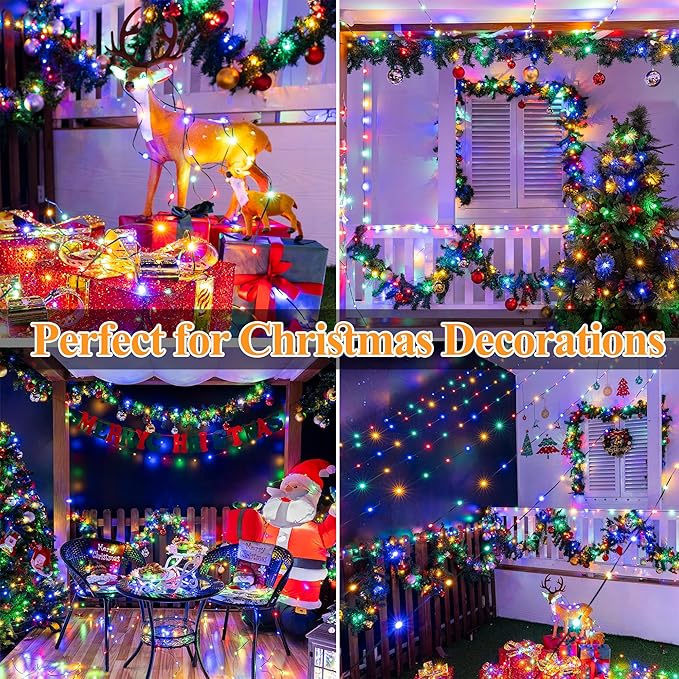 2 Pack Solar String Lights Total 240LED 80FT, IP67 Waterproof Solar Lights for Outside with 8 Modes, Upgraded Solar Panel Fairy Lights for Garden Party Wedding Decorations (Multicolor) …-Ruum Studio Home