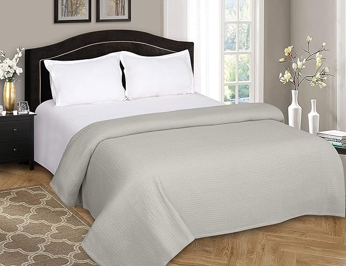 BELIZZI HOME 100% Cotton Bed Blanket, Breathable Bed Blanket Twin Size, Cotton Thermal Blankets Twin, Perfect for Layering Any Bed for All Season, Light Grey-Ruum Studio Home