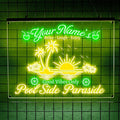 Personalized Pool Side Paradise Neon Sign, Custom Name LED Light, Tropical Sunset Design, Backyard Patio Bar Decor, Gift for Outdoor Lovers-Ruum Studio Home