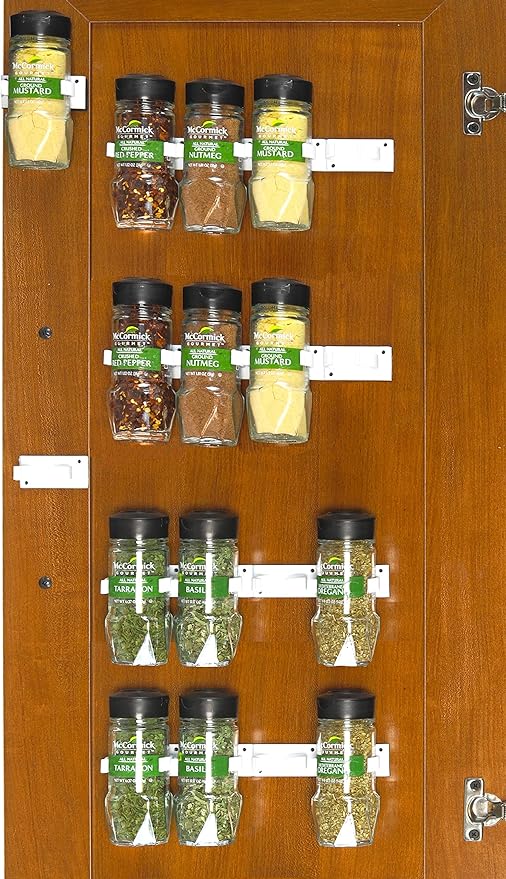 Simple Houseware Spice Gripper Clips Strips Cabinet Holder - 4 Strips, Holds 20 Jars, White-Ruum Studio Home