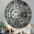 The Gears Clock Real Moving Gear Wall Clock England Line (Carbon Grey, 24 inches (60 cm))-Ruum Studio Home