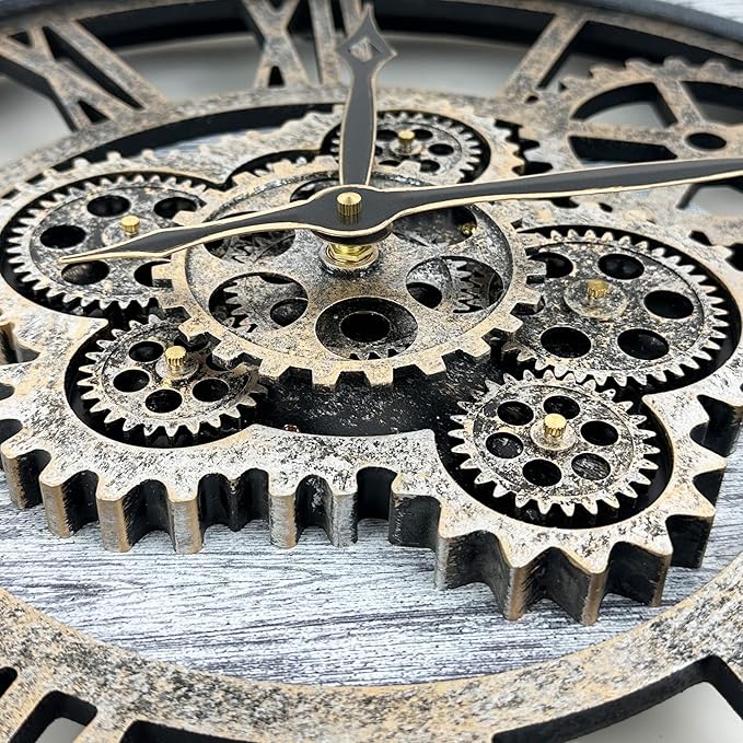 HOIBAI Wall Clock, Clocks for Living Room Decor 20 Inch Big Moving Gears Clock Farmhouse Vintage Rustic Wall Clock for Home Bedroom House Kitchen Wall Decor-Ruum Studio Home