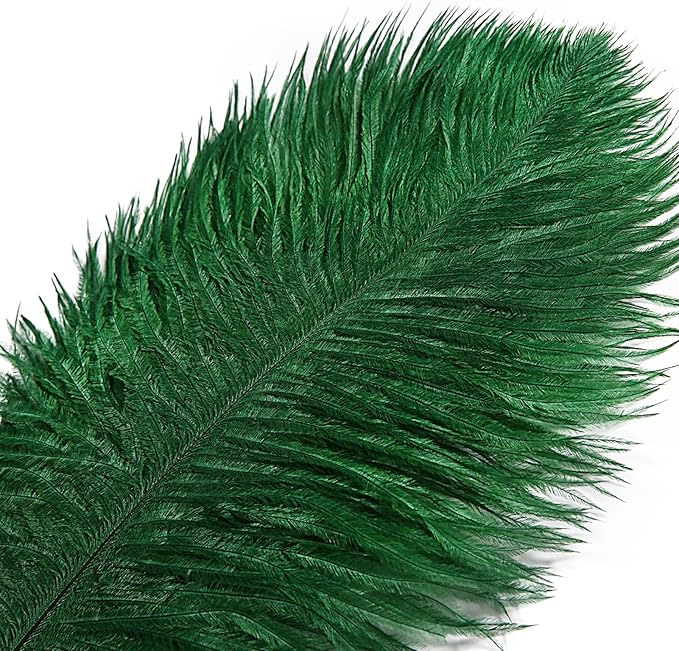 THARAHT Blackish Green Ostrich Feathers 12pcs Large Natural Bulk 12-14Inch 30cm-35cm for Wedding Party Centerpieces Mardi Gras Decoration Feather-Ruum Studio Home