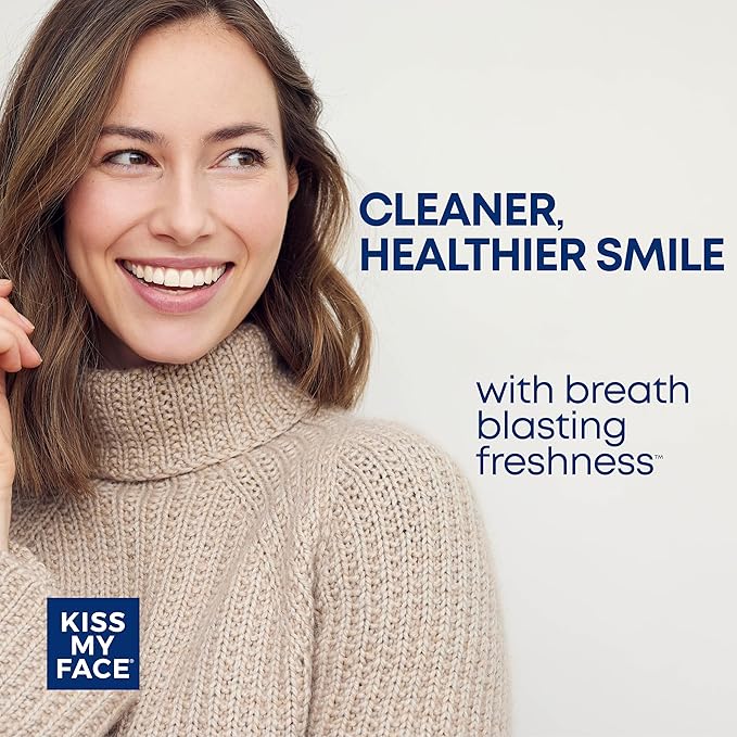 Kiss My Face Triple Action Toothpaste Gel, Herbal Mint Flavor, Removes Plaque, Whitens Teeth, Prevents Tartar, with Tea Tree Oil and Aloe, Fluoride Free, Vegan, 4.5 oz, 6 Pack-Ruum Studio Home