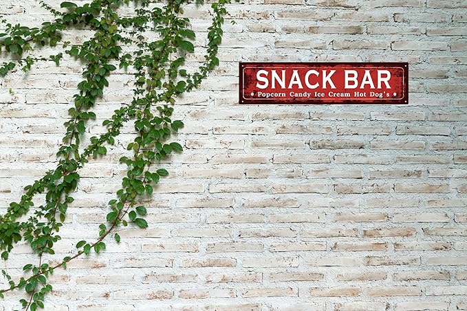 Vintage Tin Sign Retro Metal Snack Bar Signs Stylish Wall Art Plaques for Home Decor Bathroom Kitchen House and Gothic Wall Decor or as a Unique Poster 16x4 in-Ruum Studio Home