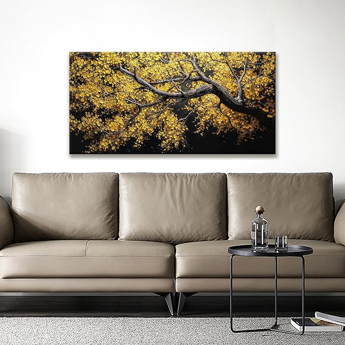Canvas Wall Art Decor Painting Gold Tree Plants Abstract Wall Decor Botanical Modern Wall Art Print Paintings Decorations Artwork Pictures For Bedroom Living Room Home Office Artwork 20"×40"-Ruum Studio Home