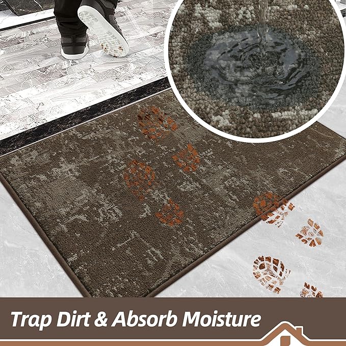 BEQHAUSE Dirt Trapper Door Mat 32"x48" Non-Slip Door Mats Washable Entryway Rugs Stain Resistant Doormat Absorbent Welcome Floor Mat for Front Back Door, Muddy Wet Shoes & Paws,Brown-Ruum Studio Home