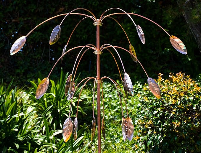 Stanwood Wind Sculpture: Kinetic Copper Triple Spinner - Falling Foliage-Ruum Studio Home