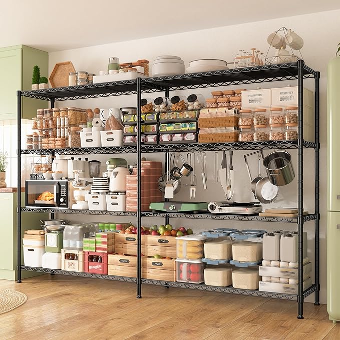 REIBII 70"W Metal Shelving, Storage Shelves 4-tier Wire Shelving Unit Load 1240LBS Metal Shelves for Storage Adjustable Shelving Rack for Pantry Kitchen Commercial school Garage 70"W*15.8"D*62.9"H-Ruum Studio Home