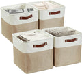 DECOMOMO 13 Inch Cube Storage Bins, Fabric Storage Cube, Basket for Kallax Shelves (Beige & White, Cube 13" - 4 Pack)-Ruum Studio Home