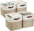 DECOMOMO Storage Cubes, 11x11 Cube Storage Bins, Baskets for Shelves (Beige & White, Cube 11" - 4 Pack)-Ruum Studio Home