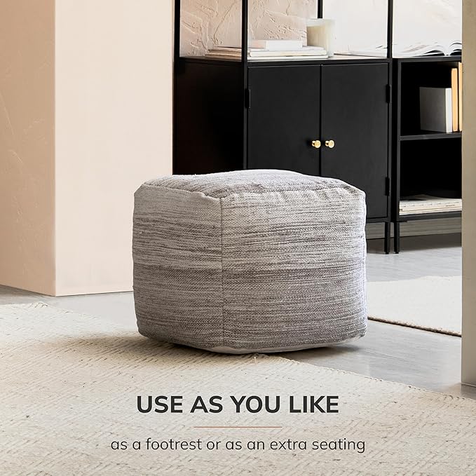 Anji Mountain 20"x20"x20" Handmade & Handcrafted Ottoman Pouf Comfortable Pouf Ottoman Foot Rest & Home Décor Accent for Living Room, Bedroom, Nursery, Kids Room, Patio-Ruum Studio Home