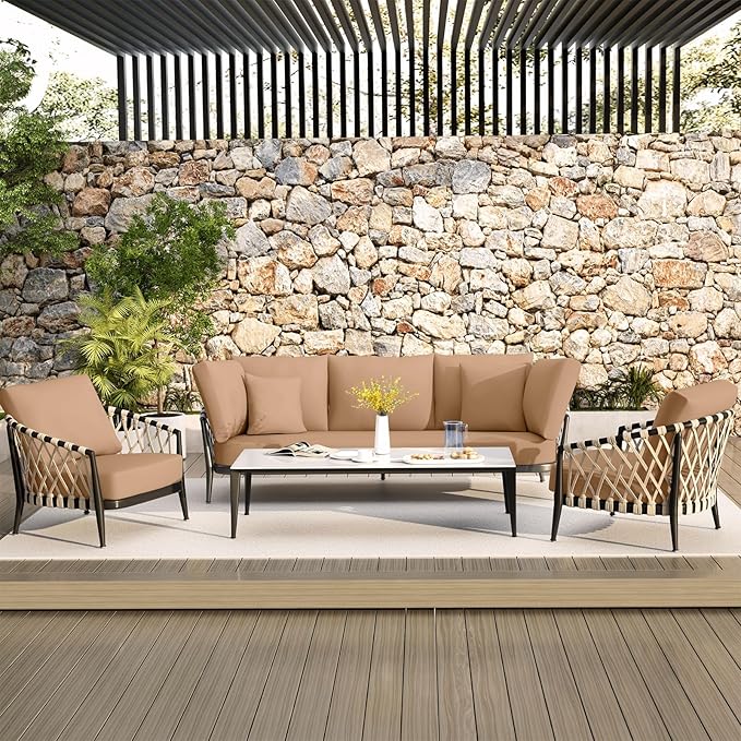 hyha Waterproof Couch Cushion Covers, Stretch Sofa Couch Seat Slipcover for Dog Washable, Non-Slip Waterproof Outdoor Cushion Covers for Patio Furniture Replacement (1 Piece for Medium, Camel)-Ruum Studio Home