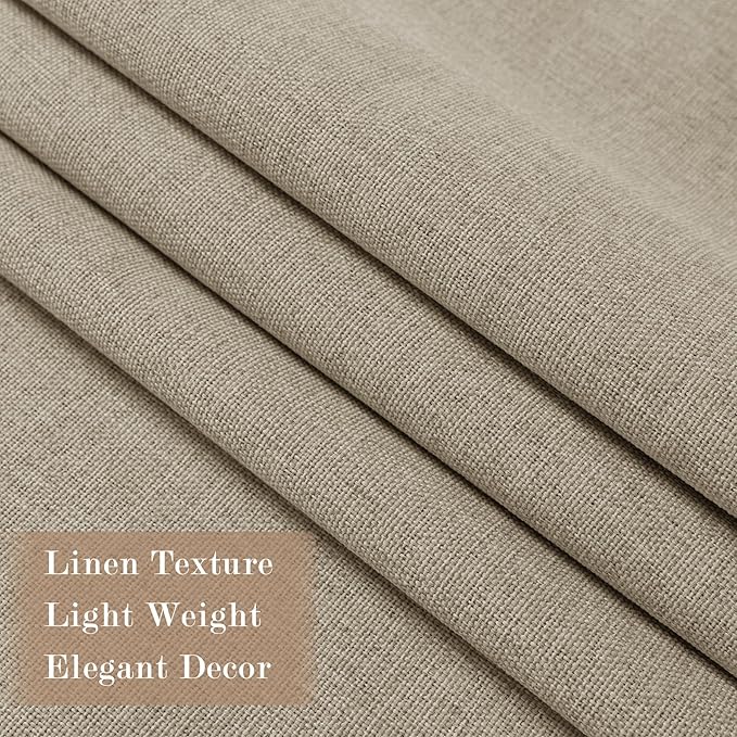 Light Khaki Pinch Pleat 100% Blackout Drapes Linen Blend, Room Divider, Room Darkening, Energy Saving, Furniture Protecting, Light Blocking Extra Wide Privacy Curtains, 200Wx102L, 1 PC-Ruum Studio Home