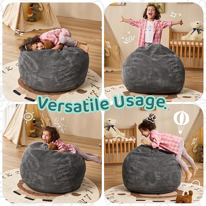 Bean Bag Chairs Teardrop Bean Bag Chair Beanbag Chair with Memory Foam Filled Machine Washable Cover for Living Room, Bedroom (Small,Grey)-Ruum Studio Home
