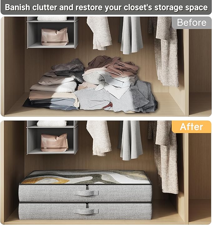 2-Pack Under Bed Storage Containers, 4.5 Inches Tall Low Profile Underbed Clothes Storage Organizer Bin with Sturdy Sidewalls/Bottom, Underbed Storage Bins 2 Storage Thin Bins-Ruum Studio Home