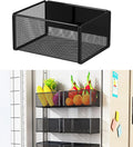 Magnetic Basket Organizer Holder for Fridge Magnetic Storage Bin Box Containers for Refrigerator Whiteboard Classroom (Small, Black)-Ruum Studio Home