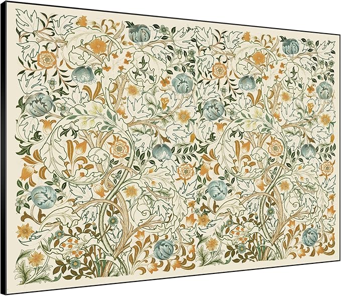 SIGNWIN 60"x72" Extra Large Framed Wall Art Vintage Botanical Floral with Golden and Teal Leaves, Elegant Nature Illustration for Home Living Room Bedroom Decor (Frame Assembly Required)-Ruum Studio Home