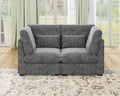 Oversized Modular Sofa, Extra Deep Cloud Chenille Sectional Couch with Ottoman Chaise, Fluffy Chenille 2 Seater Sofa Bed for Living Room, Villa (Loveseat Sofa, Chenille Grey)-Ruum Studio Home