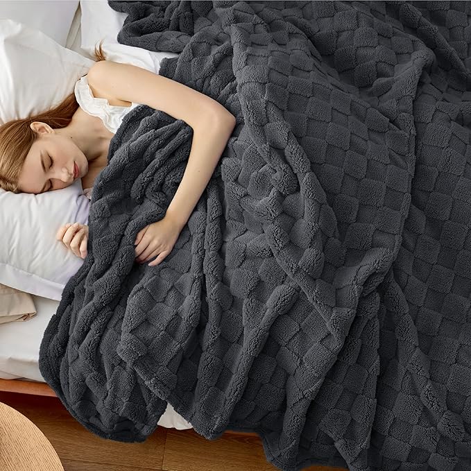 Bedsure GentleSoft Blankets Queen Size for Bed - Super Soft Cozy Blanket for Women Men Girls, Large Fuzzy Fleece Throw for Bedroom Decor, Dark Grey, 90x90 Inches-Ruum Studio Home