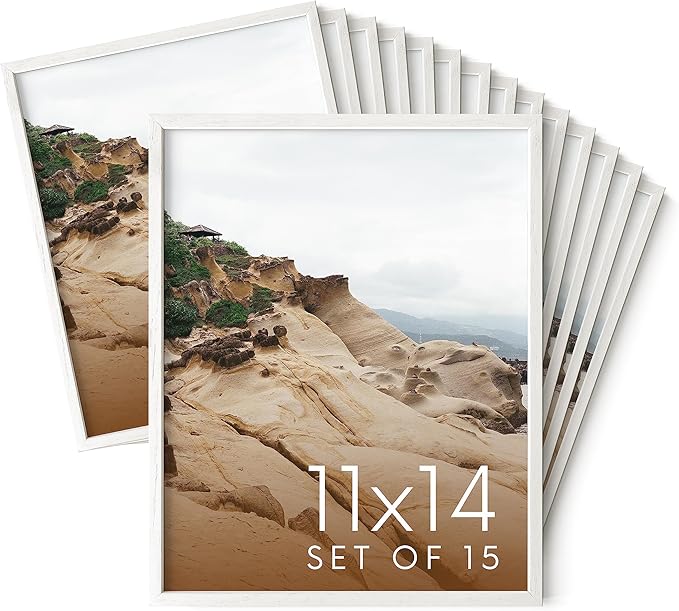 Haus and Hues 11x14 White Oak Wood Picture Frames Set of 15 - Premium Bulk Picture Frames 11x14 Bundle - Elegant Gallery Wall Frame Set for Posters, Art Display - Ideal for Wall Decor in Home & Office-Ruum Studio Home