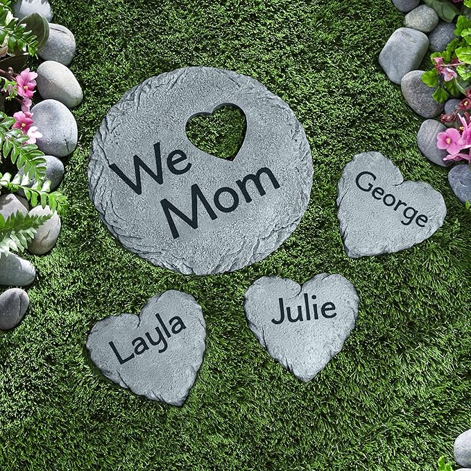 Let's Make Memories Personalized Garden Stone - Resin - Custom Garden Décor - Heart Stepping Stone - for Dad - for Father's Day-Ruum Studio Home