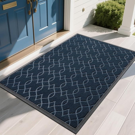 Yimobra Front Door Mat Outdoor Indoor 60x36, All-Season, All-Weather, Heavy Duty Welcome Door Mats Outside Entrance, Non Slip Porch Patio Entrance Mat, Blue-Ruum Studio Home
