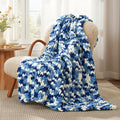 Amélie Home Chunky Knit Throw Blanket for Couch, Soft Chenille Crochet Blanket for Sofa, 50"x60", Space-Dyed Blue-Ruum Studio Home