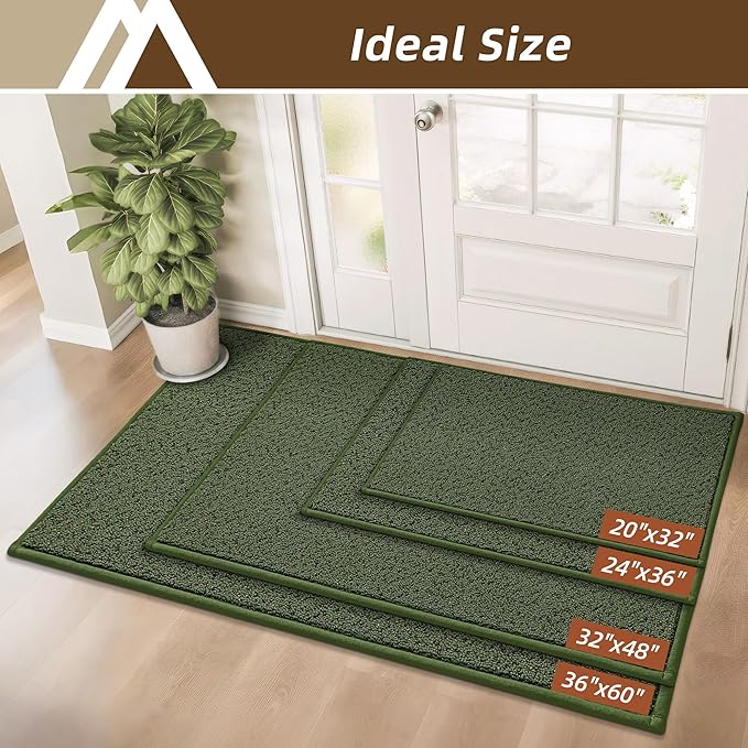 COSY HOMEER-Door-Mat 32"x48" Non Slip Absorbent Entryway Rugs Dirt Trapper Doormats Washable Entrance Mats Low Pile Welcome Floor Mat for Front Back Door and Entry Mats,Green-Ruum Studio Home