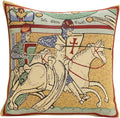 Charlotte Home Furnishings Chevaliers de St.Gregoire Throw Pillow Cover 16" x 16" – Medieval Knight Tapestry Cushion Case for Sofa, Couch, & Bed | Cotton Jacquard Woven in Europe | Insert Not Included-Ruum Studio Home