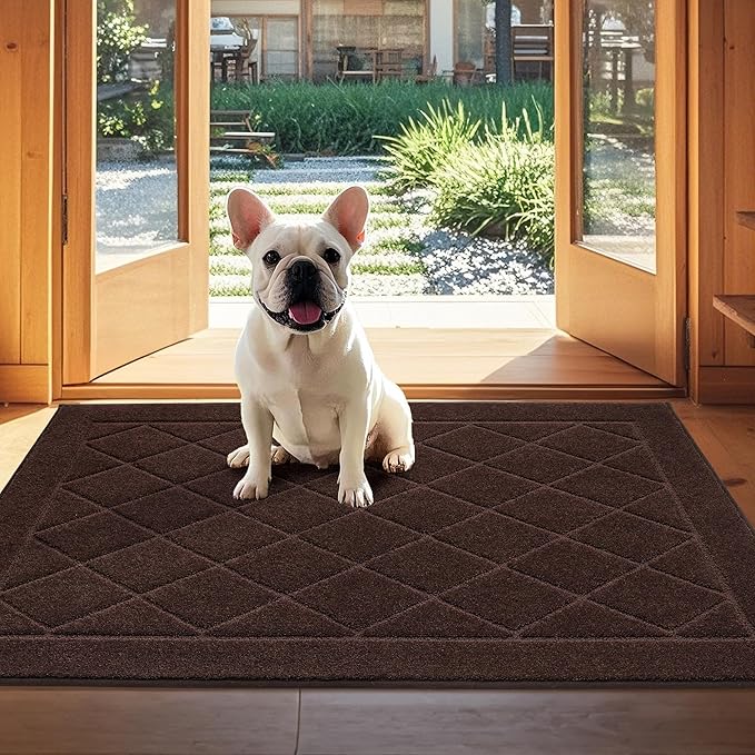 JSEI Dirt Trapper Door Mat 32"x48", Non-Slip Washable Entryway Mats, Dog Door Mat, Stain Resistant and Absorbent Floor Mats, Low Profile Welcome Mat for Front Back Door, Brown-Ruum Studio Home