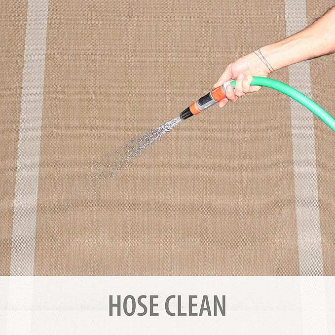 CAMILSON Outdoor Rug 8x10, Modern Outside Rugs for Patios Porches Waterproof Durable Washable Non-Shedding, Easy-to-Clean Indoor Outdoor Area Carpet (8 x 10, Bordered - Beige/White)-Ruum Studio Home